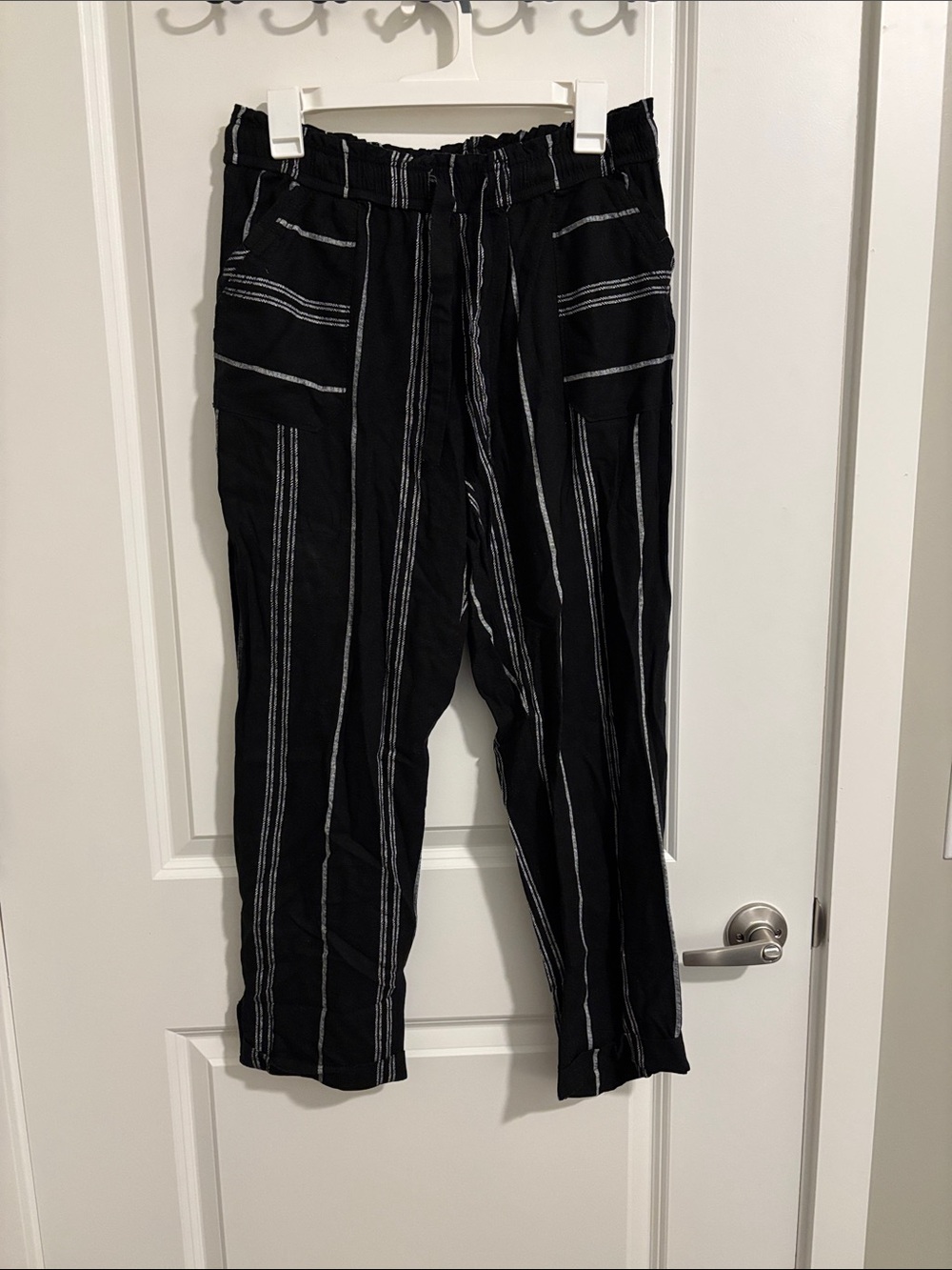 Rewash Black Striped Straight-Leg Pants